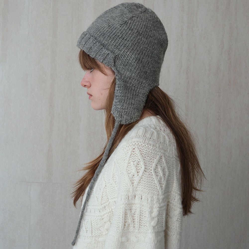 knitted trapper hat (2colors) - 상품 이미지