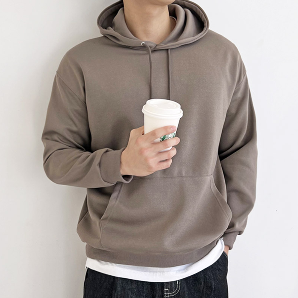 모자큰후드티 헬스 운동 무지 커플 남성 오버핏 후드 티셔츠 - 상세 이미지 2