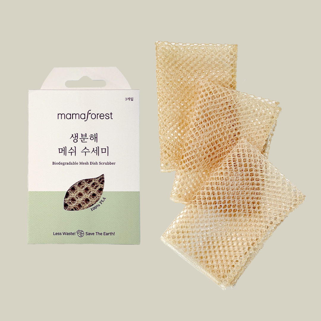 마마포레스트 옥수수 생분해 메쉬 수세미 3개입 천연 그물망 PLA 제로웨이스트 - 상세 이미지 4
