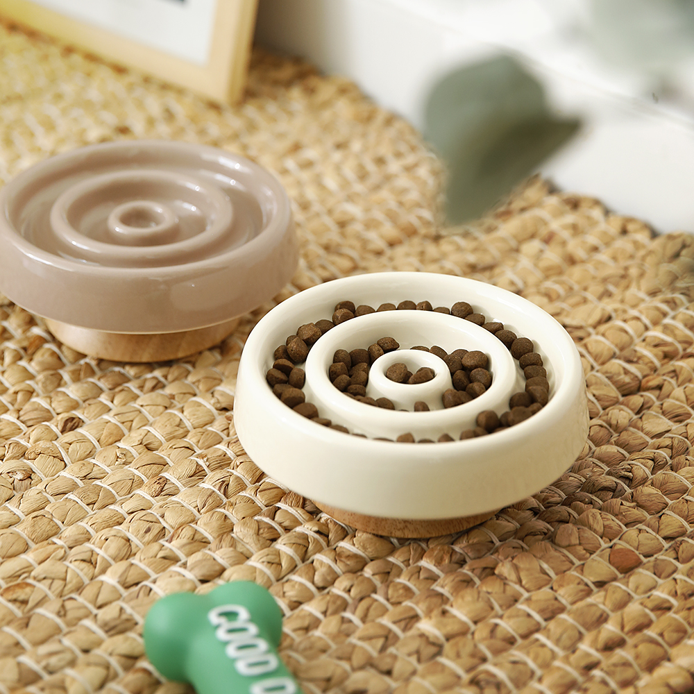 플리즈펫 우드받침 슬로우 고양이 강아지 반려동물 애완 식기