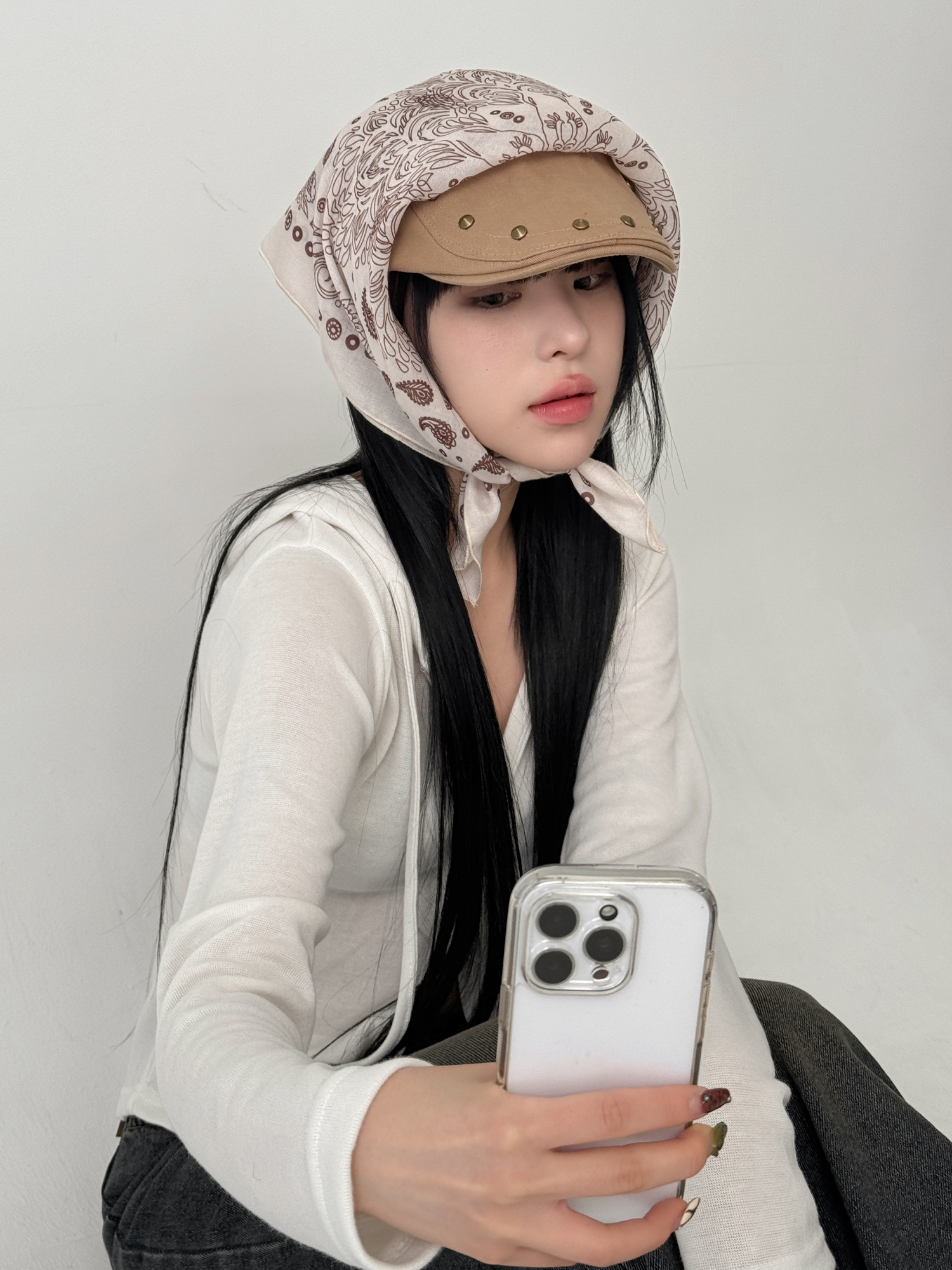 [5type] 페이즐리 패턴 사각 스카프 보자기 헤어 두건 모음 상세 이미지 37
