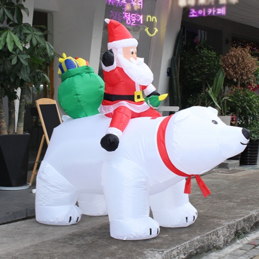 LED 대형산타 북극곰 에어 크리스마스인형 성탄장식  170cm - 상품 이미지