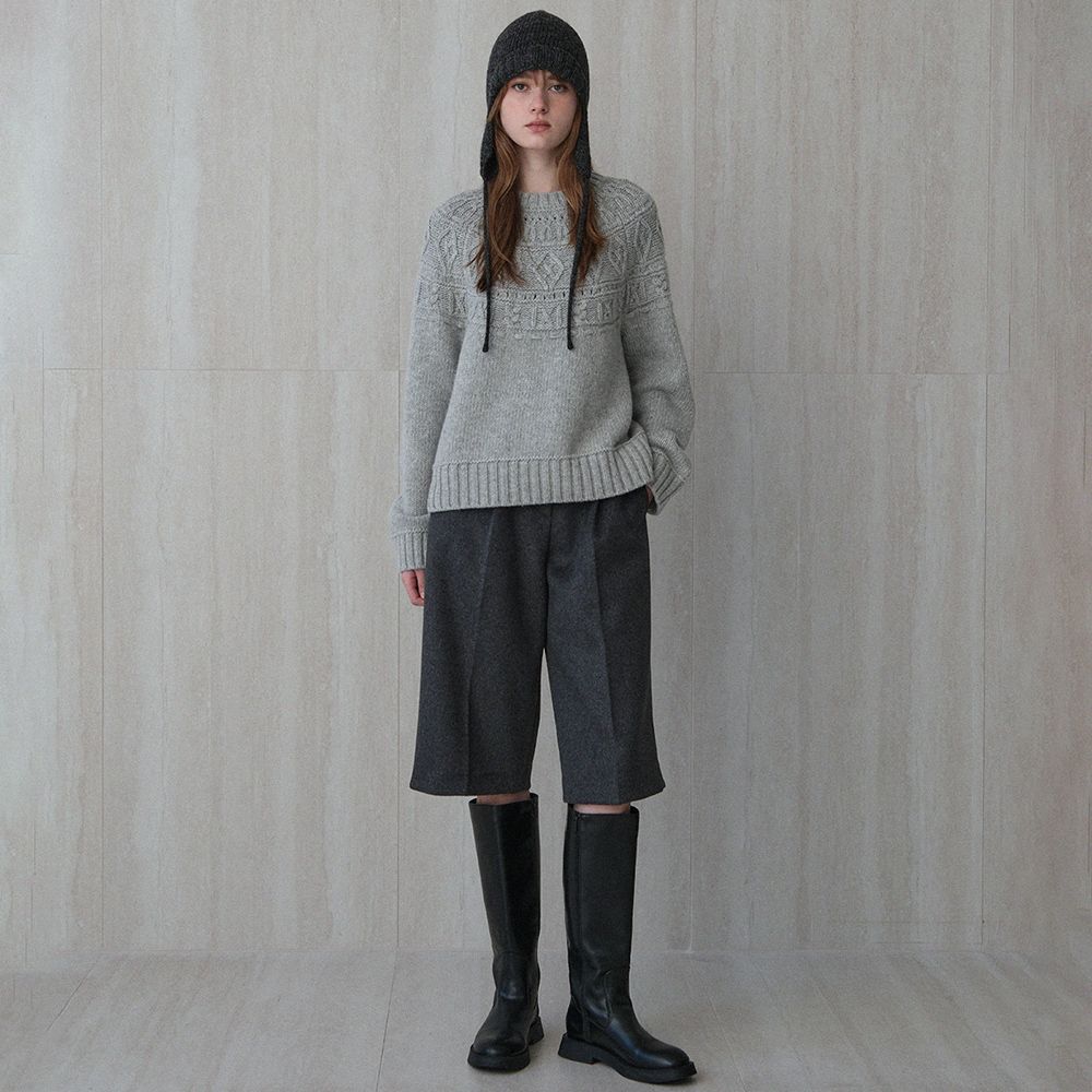brushed wool bermuda pants (charcoal) - 상품 이미지