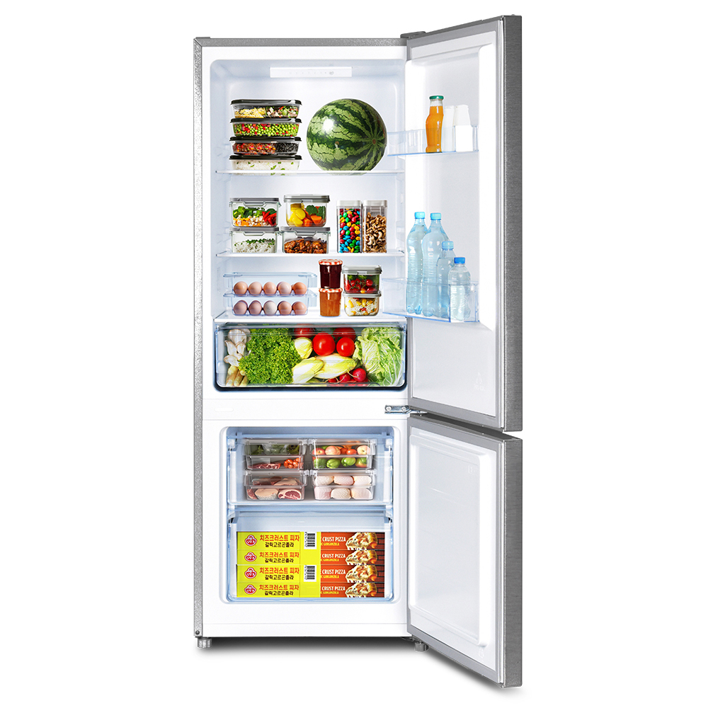 더함 소형 냉장고 원룸 사무실 모텔 신혼 냉장고 상냉장 하냉동 미니 실버 냉장고 205L