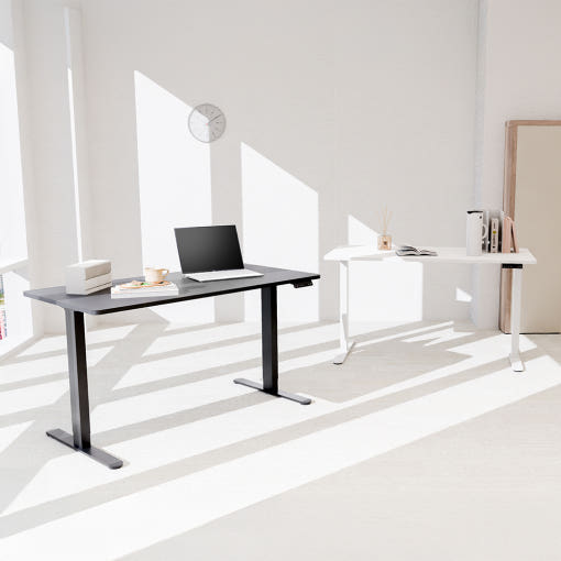 쿠잉 전동 모션데스크 화이트 상판 + 블랙 프레임 이미지