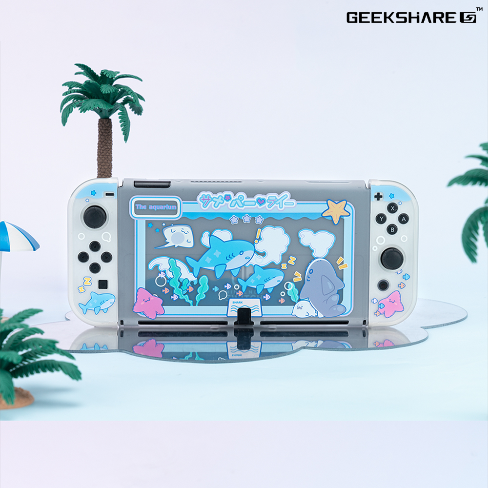 닌텐도 스위치 OLED 케이스 긱쉐어 리틀샤크 투명 풀커버 - 상세 이미지 2