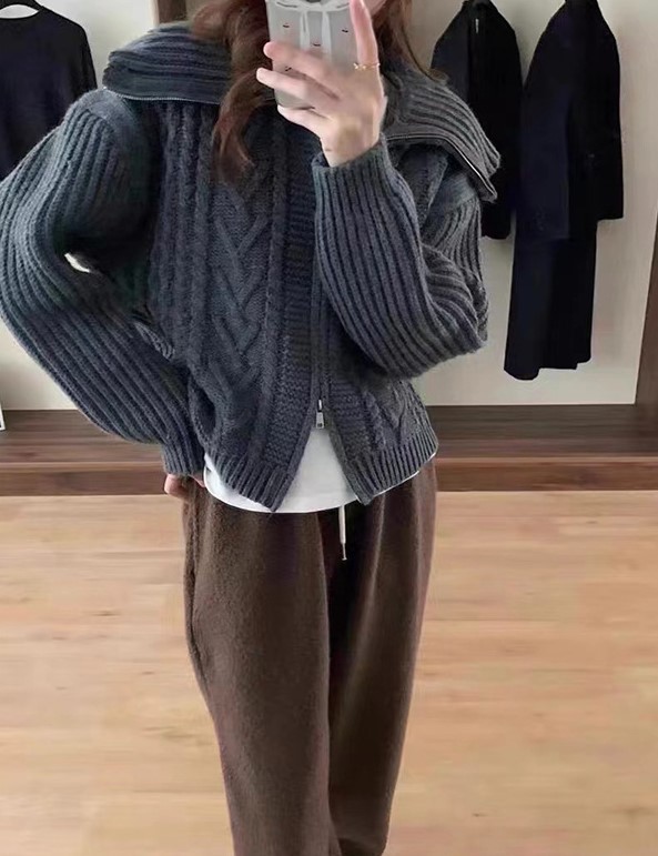 여자여자몰 아우터이너 카라 꽈베기 니트가디건 겨울 투지퍼카디건 오피스룩 이미지 7