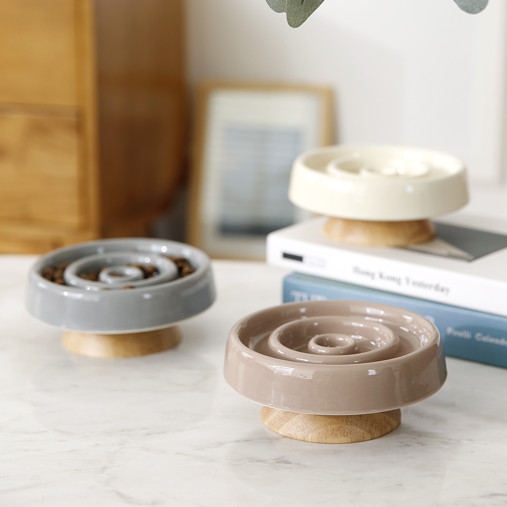 플리즈펫 우드받침 슬로우 고양이 강아지 반려동물 애완 식기