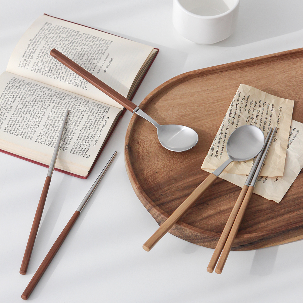 가볍고 예쁜 루드샤틴 우드 수저세트 4color 국내산 스테인리스304 식세기가능 답례품