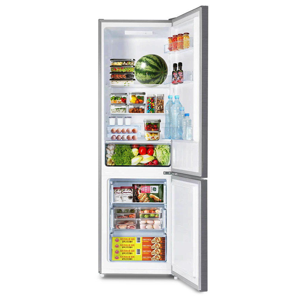 더함 소형 냉장고 원룸 사무실 모텔 신혼 냉장고 상냉장 하냉동 미니 실버 냉장고 262L