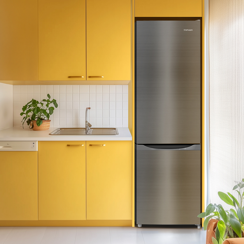 더함 소형 냉장고 원룸 사무실 모텔 신혼 냉장고 상냉장 하냉동 미니 실버 냉장고 262L