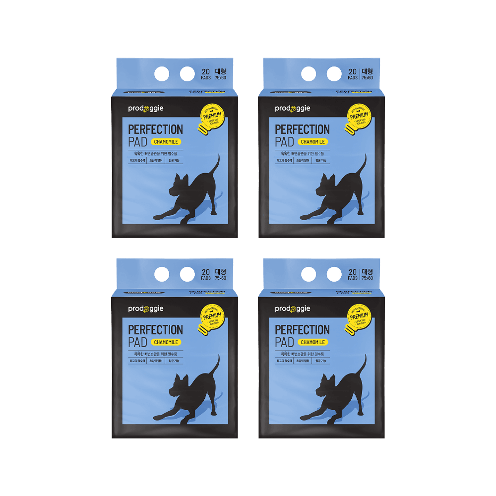 프로도기 퍼펙션 패드 캐모마일향 강력탈취 두꺼운 배변패드 대형, 20매입, 4개