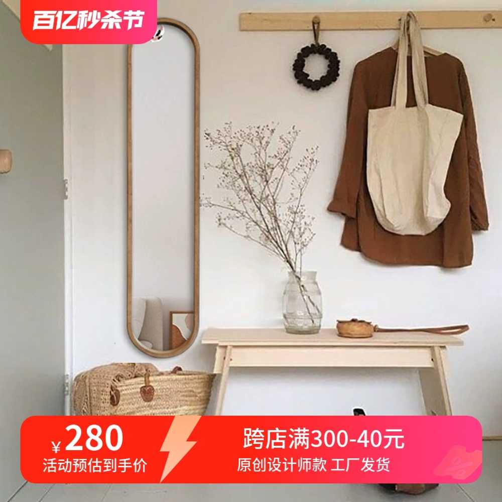 우드 슬림 거울 전신 벽걸이 빈티지 엔틱 틈새거울 - 상세 이미지 5