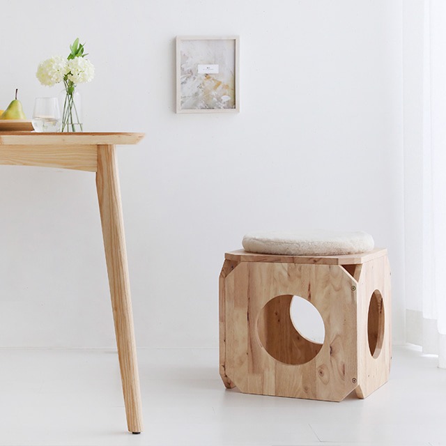 벤쿠 원목캣터널/스툴 고무나무