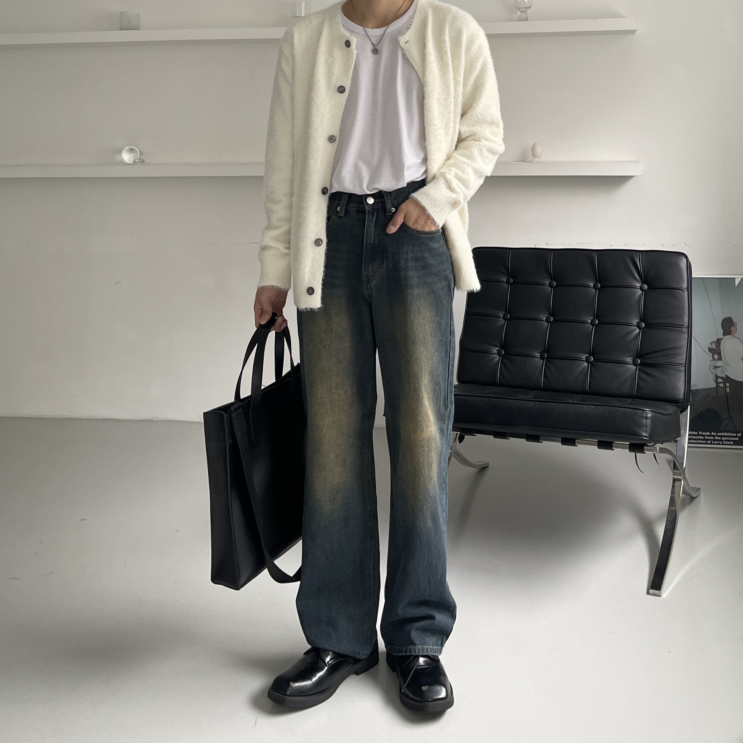 남자라운드가디건 남자앙고라가디건 - 상세 이미지 5