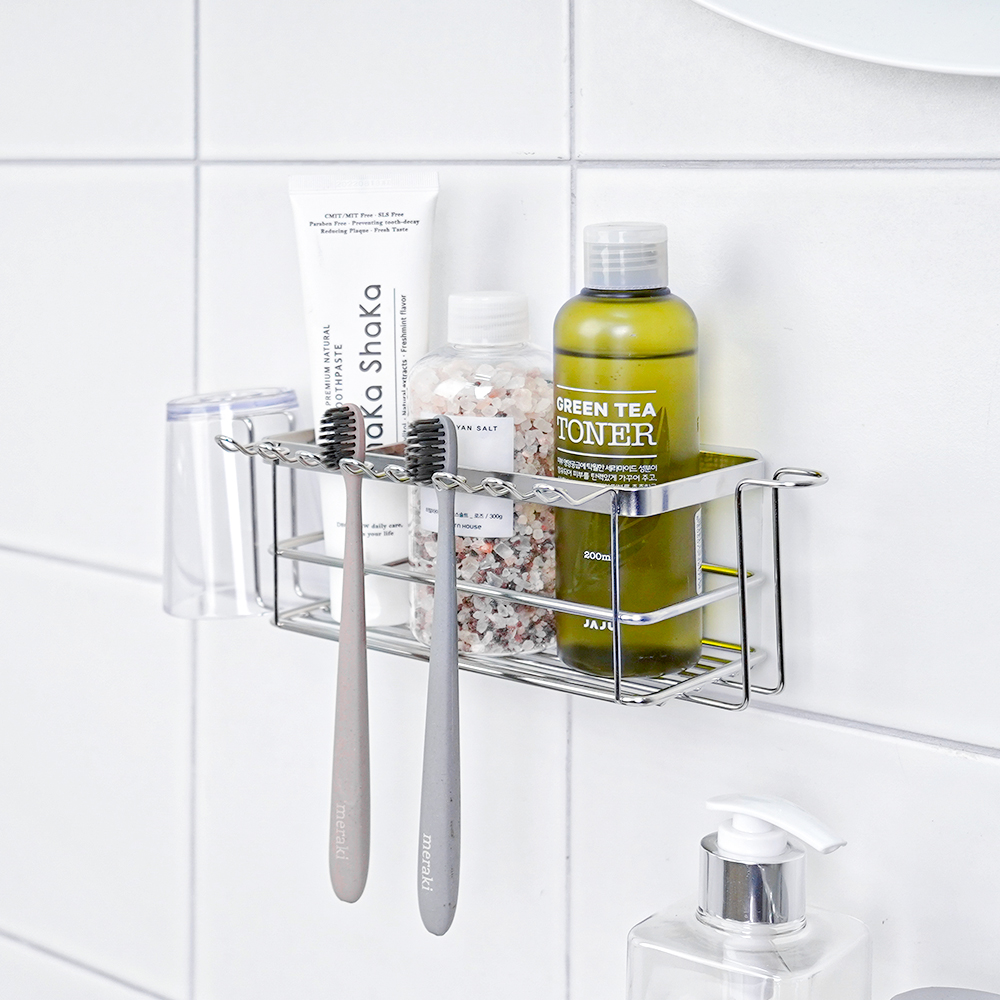 스파이더락 무타공 스텐 칫솔걸이 일반 욕실 칫솔꽂이 치약 면도기 거치대