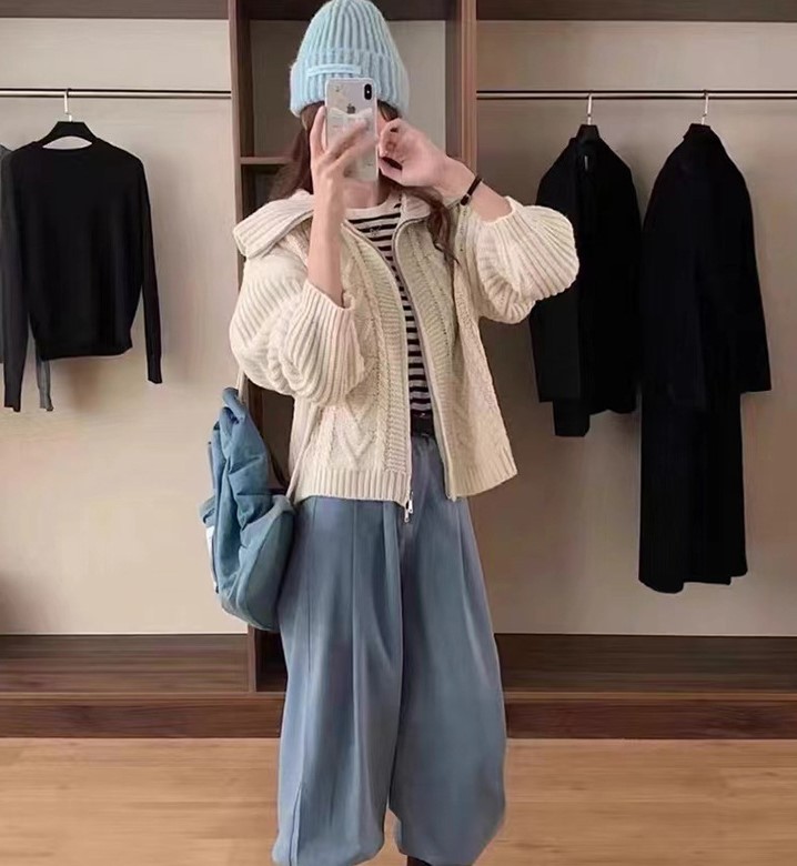 여자여자몰 아우터이너 카라 꽈베기 니트가디건 겨울 투지퍼카디건 오피스룩 - 상세 이미지 3