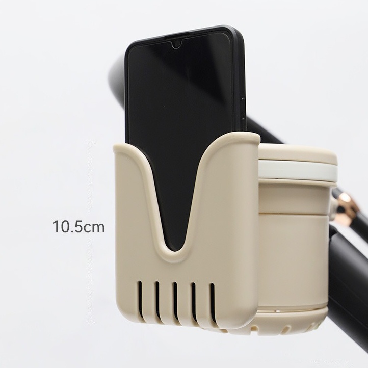 핑구어팩토리 유모차 컵홀더 확장 2구, 베이지 (휴대폰 수납형)