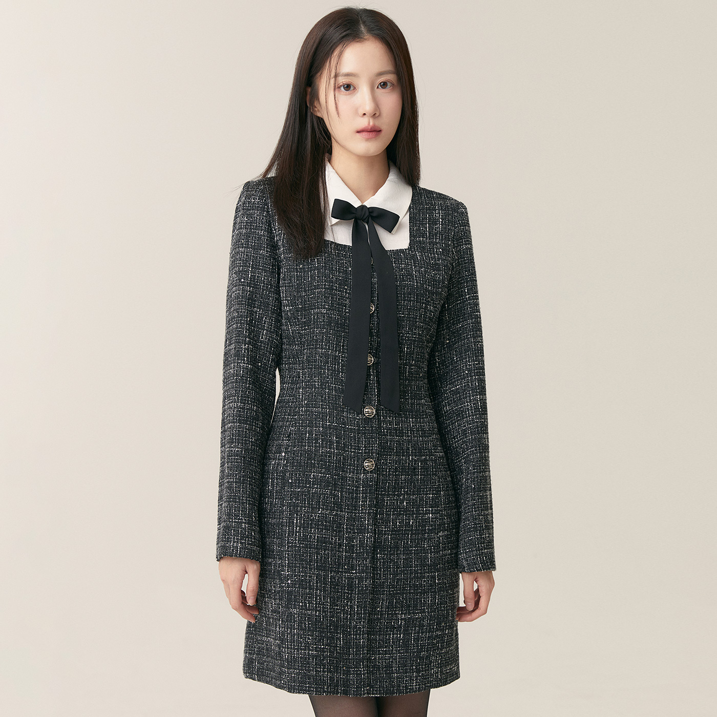 [역시즌 특가]  로엠 매칭카라 트위드 미니원피스 RMOWF11S12