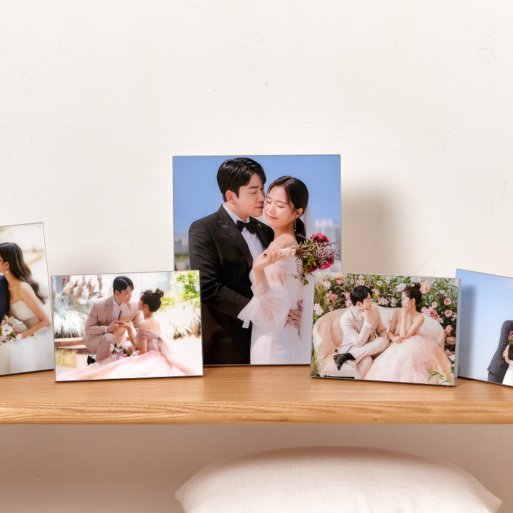 [필프레임] 웨딩 포토테이블 세트 결혼식 아크릴 액자 탁상용(12x17 cm) 5개 심플