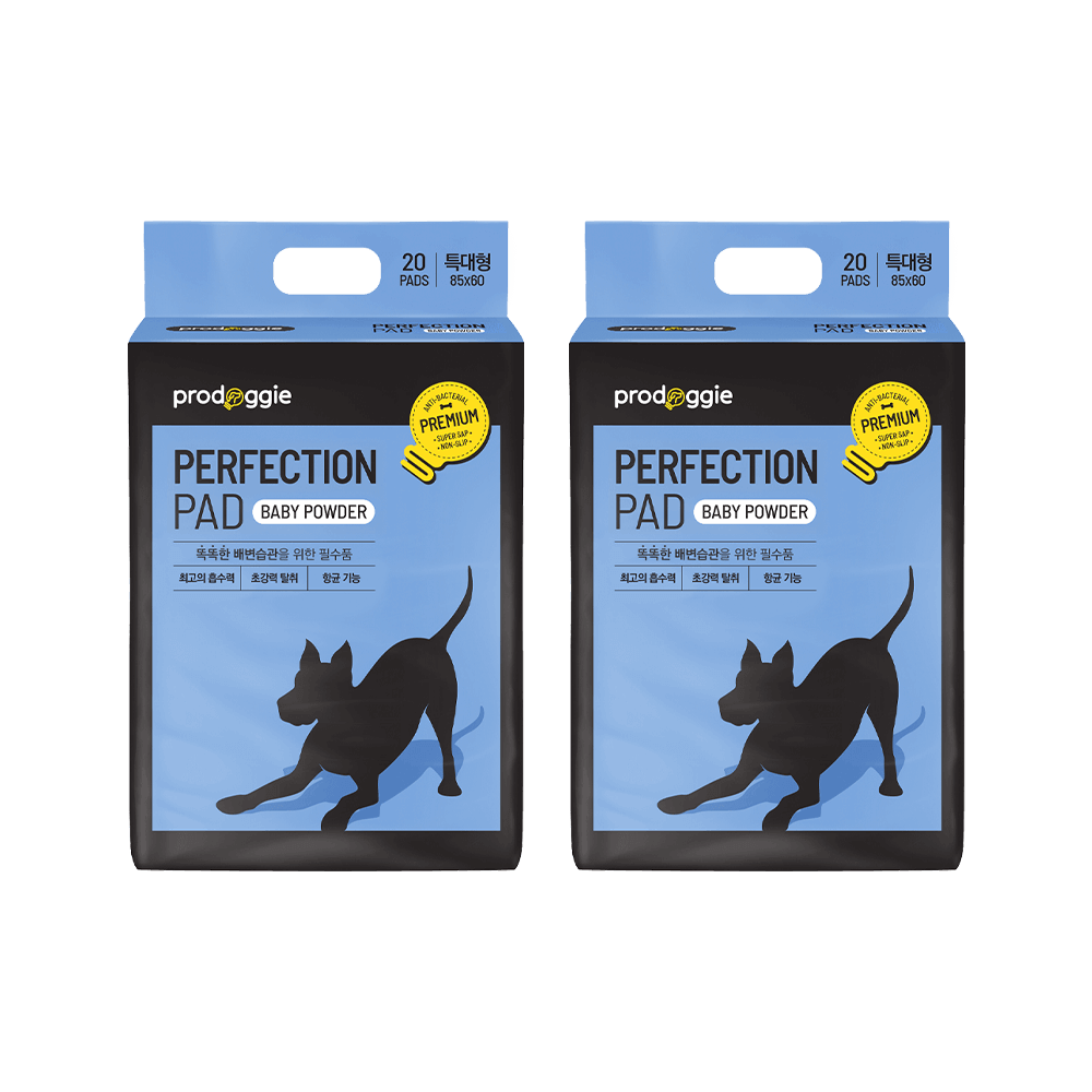 프로도기 퍼펙션 배변패드 베이비파우더향 초강력흡수 두꺼운패드 특대형, 20매입, 2개