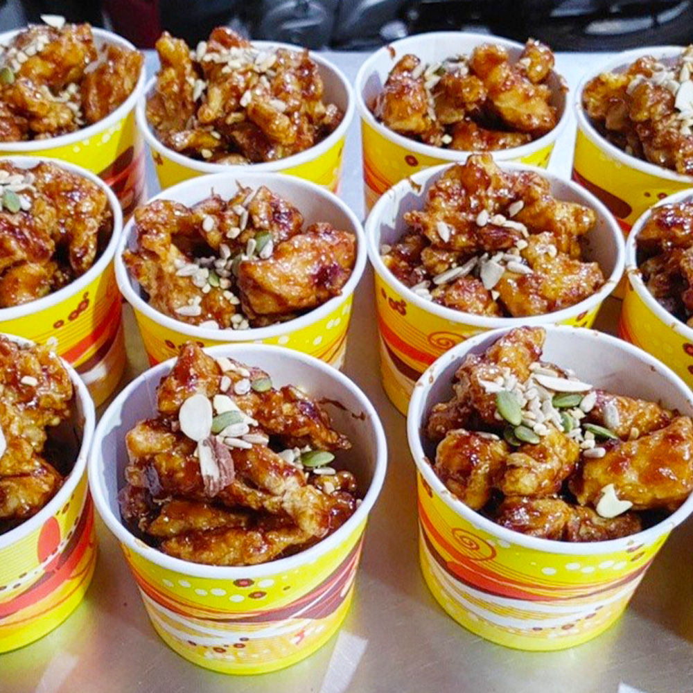 [광주 남구 배달] 맛보기로만 닭강정 뼈 반마리(간장맛) [광주봉선 꿀사과씨앗닭강정] : 동네시장 장보기