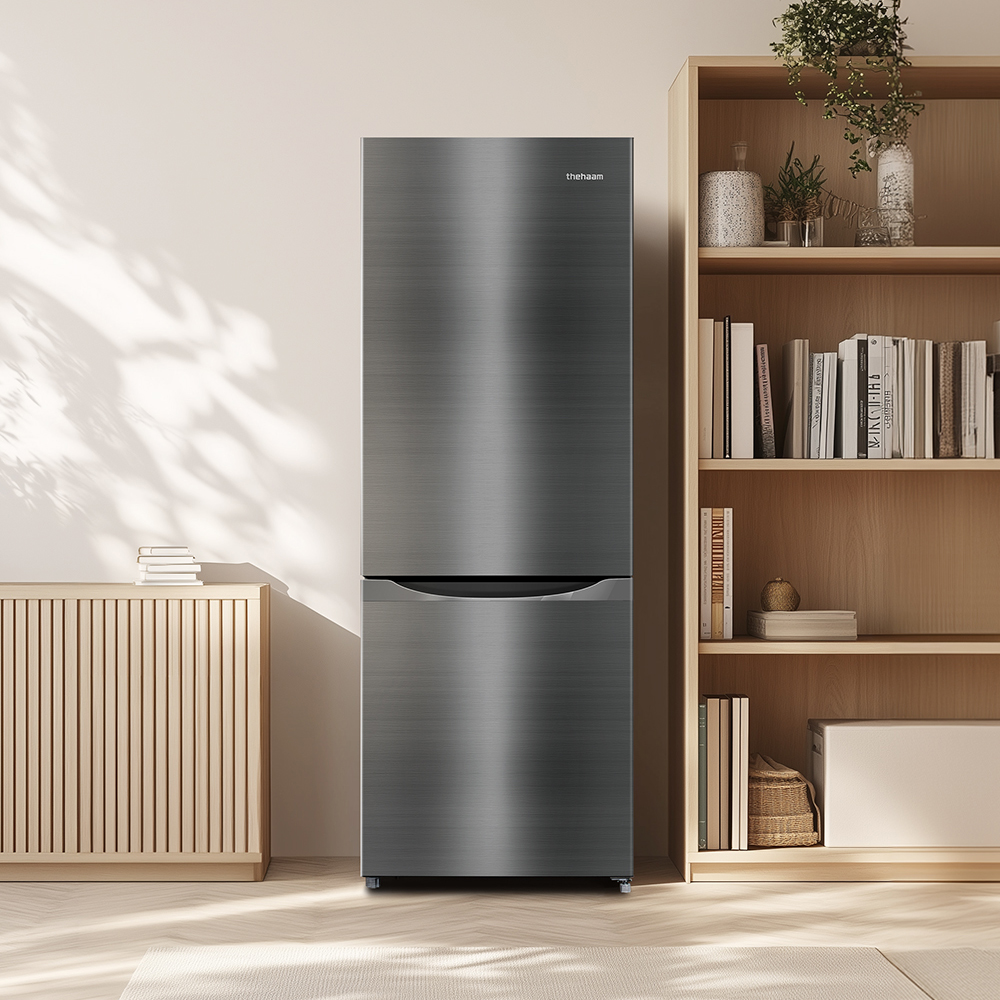 더함 소형 냉장고 원룸 사무실 모텔 신혼 냉장고 상냉장 하냉동 미니 실버 냉장고 205L