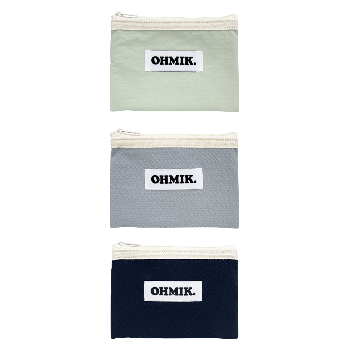OHMIK. 오미크 파우치 디자이너 심플 이너백 시어서커 여름 여행 가방 3 Color - 메인 이미지