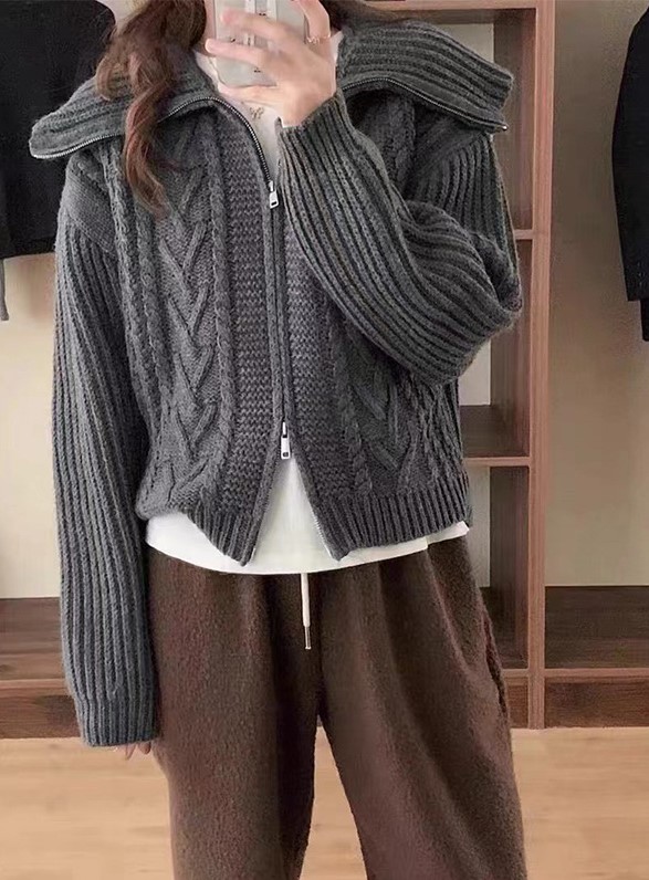 여자여자몰 아우터이너 카라 꽈베기 니트가디건 겨울 투지퍼카디건 오피스룩 이미지 6