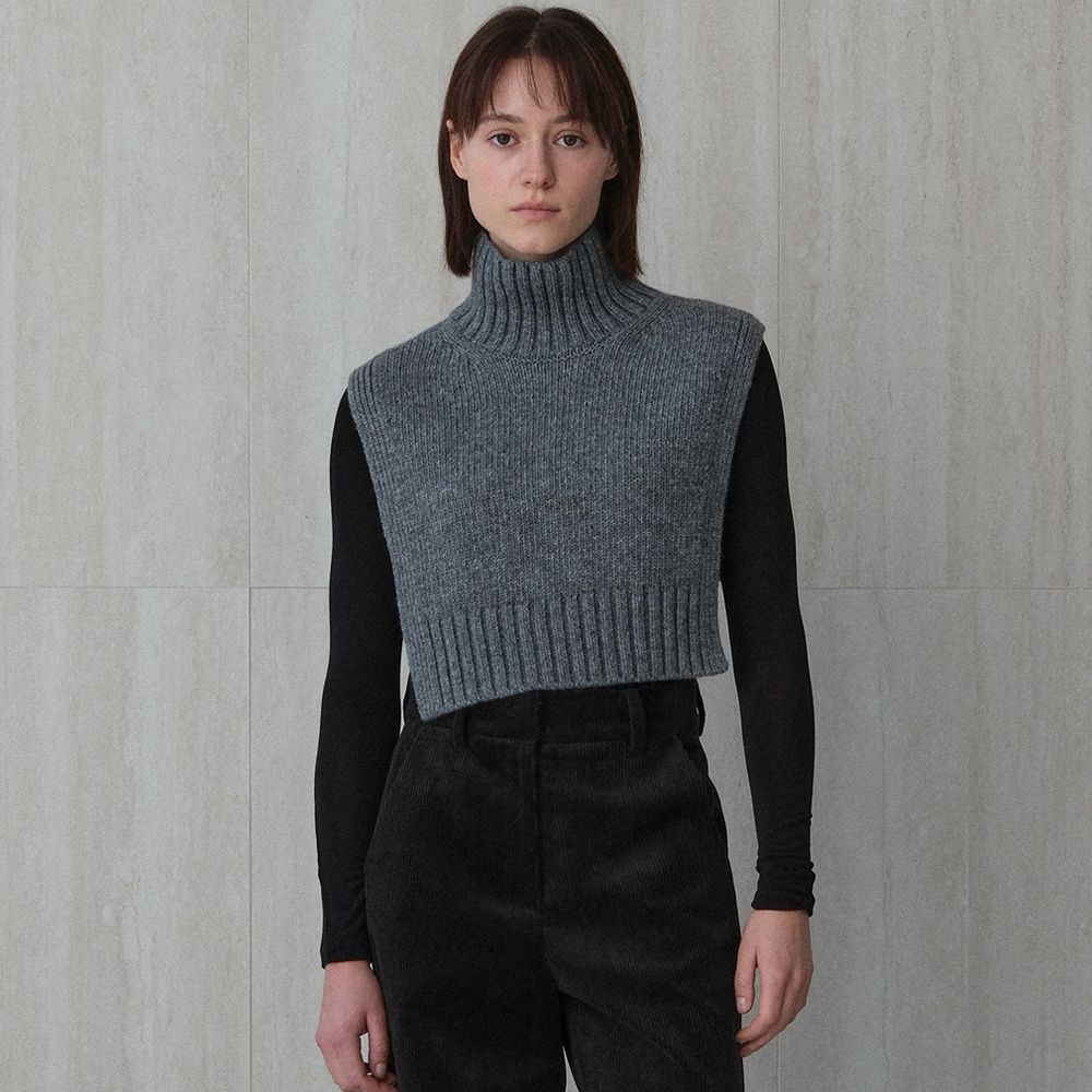soft wool cape vest (grey) - 상품 이미지