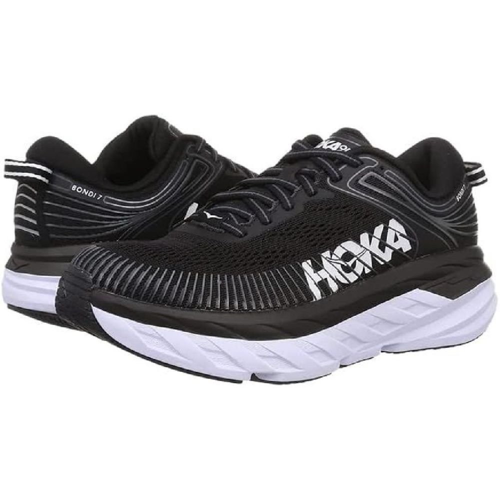 HOKA 호카 Oneone Bondi 7 레귤러 와이드 러닝 슈즈 스트리트 본다이 시리즈 블랙/화이트 26.5cm - 메인 이미지