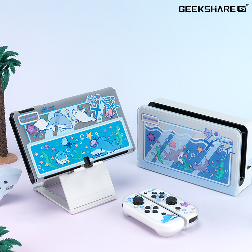 닌텐도 스위치 OLED 케이스 긱쉐어 리틀샤크 투명 풀커버 - 상세 이미지 4