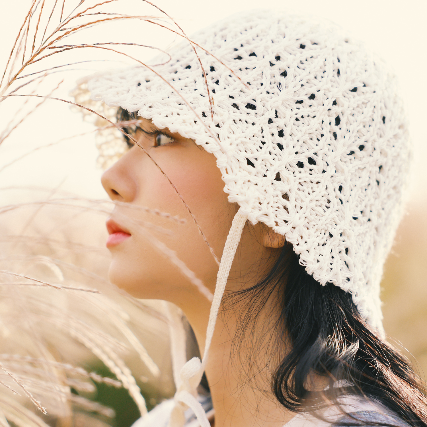 국내생산 시원한 뜨개 니트 지사모자 여름 여성 턱끈 여자 휴양지 벙거지모자