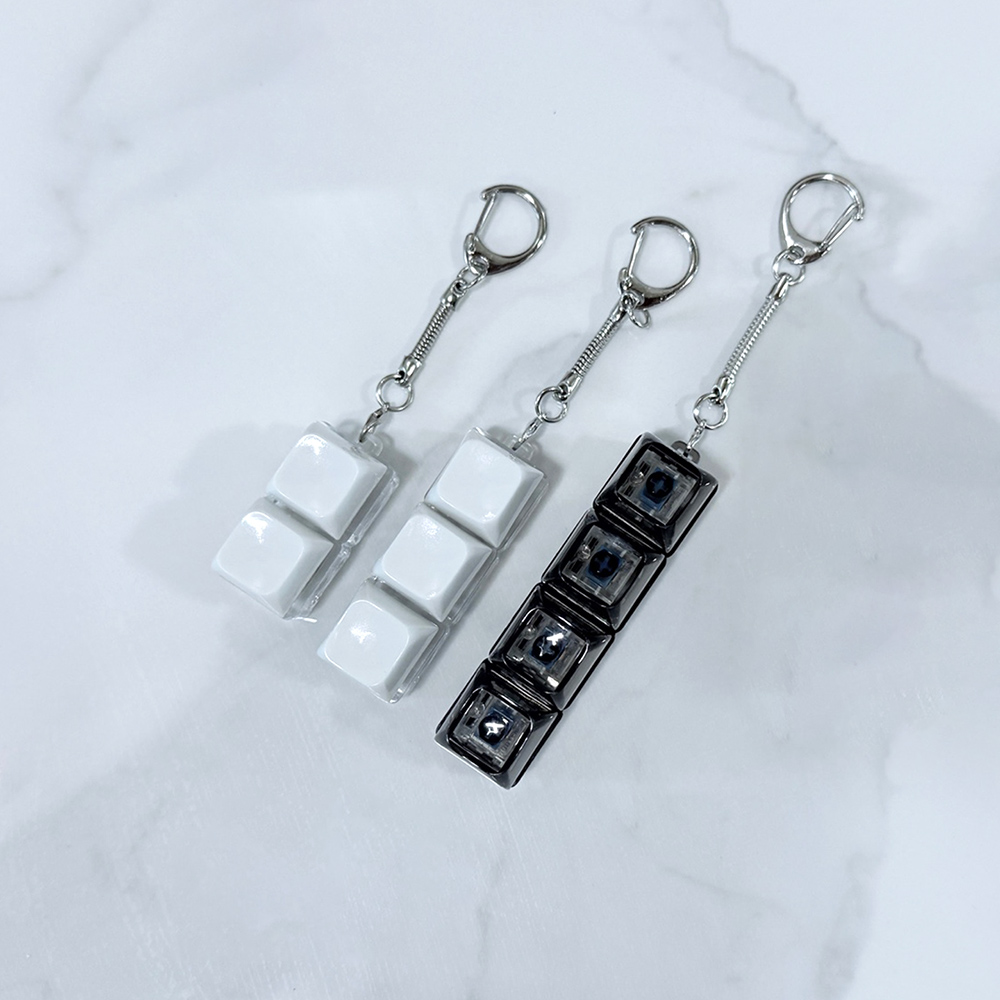 키캡 LED 키링 열쇠고리 화이트 2구 딸깍이 스위치 가방 차키 선물 키링