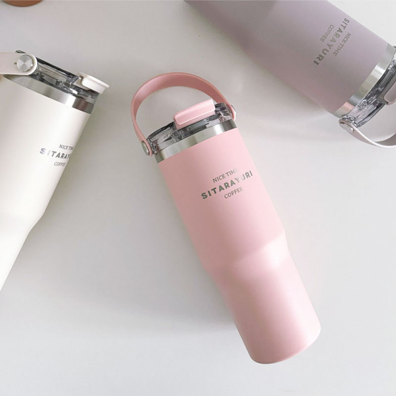컬러인쇄 세척하기편한 스텐 각인텀블러 600ml 900ml 손잡이 머그텀블러 이미지 6