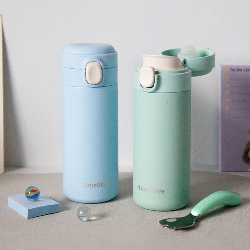 파스텔 각인텀블러 350ml 어린이 학생 원터치 보온 물병 물통 - 상세 이미지 3