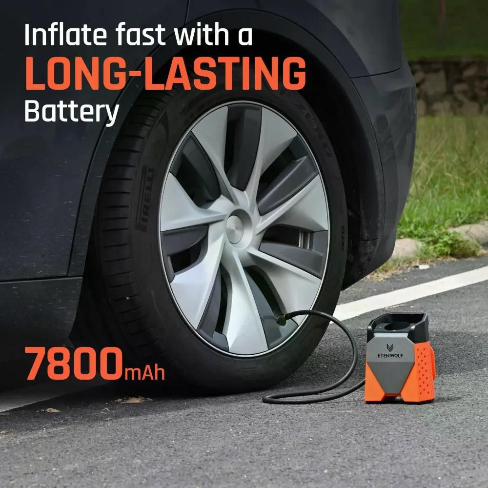 휴대용 에어 컴프레셔 펌프 초고속 팽창 자동차 픽업 오토바이 자전거 LED 조명 7800mAh 배터리 - 상세 이미지 4