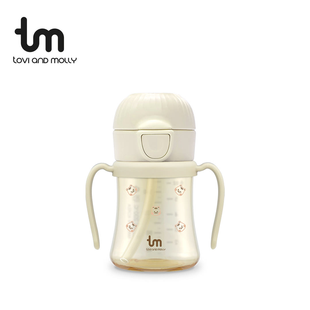 [토비앤몰리] 새지않는 아기 유아 어린이집 자기주도 원터치 빨대컵 돗람이 바닐라 180ml 280ml - 상세 이미지 2