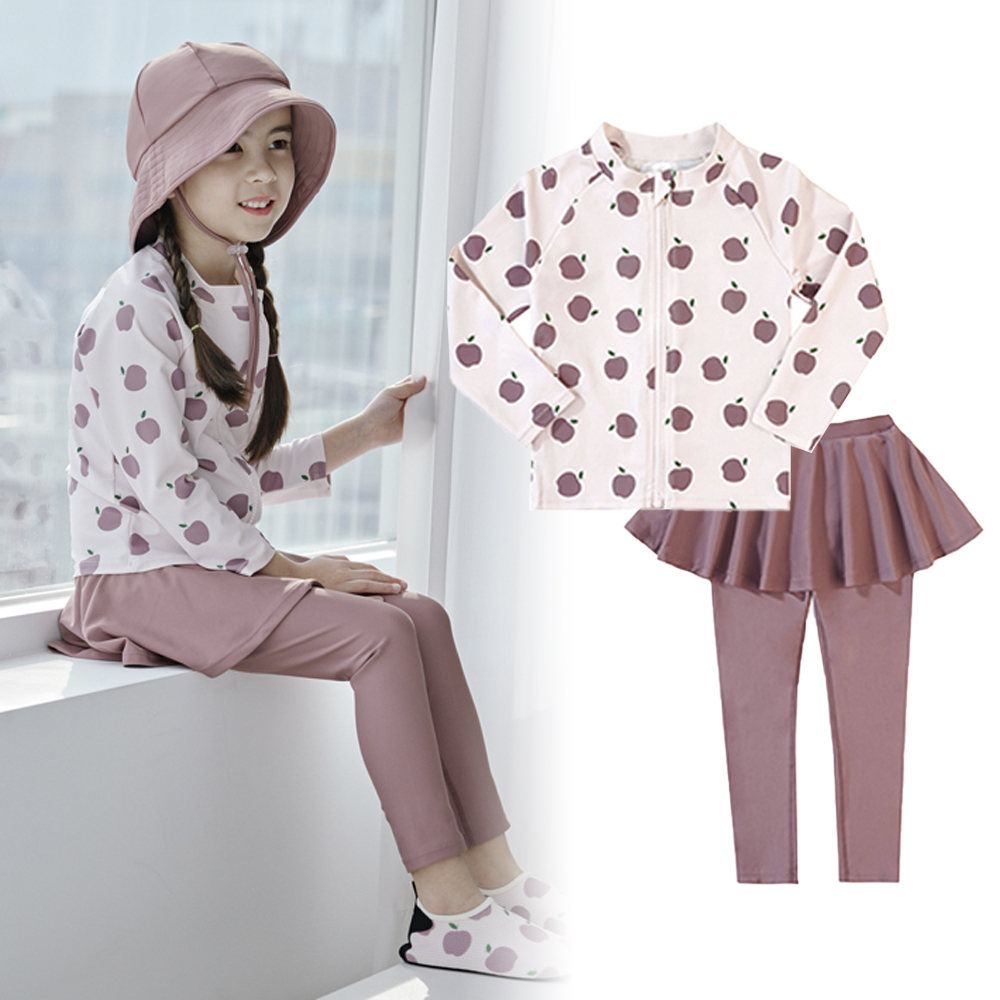 키즈래쉬가드 유아 집업 아기 어린이 아동 키즈수영복 세트 애플상하다크바이올렛