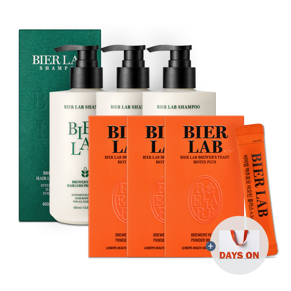 [쇼핑백 제공] 비어랩 독일 맥주효모 비오틴 플러스 환 3박스+탈모샴푸 3통