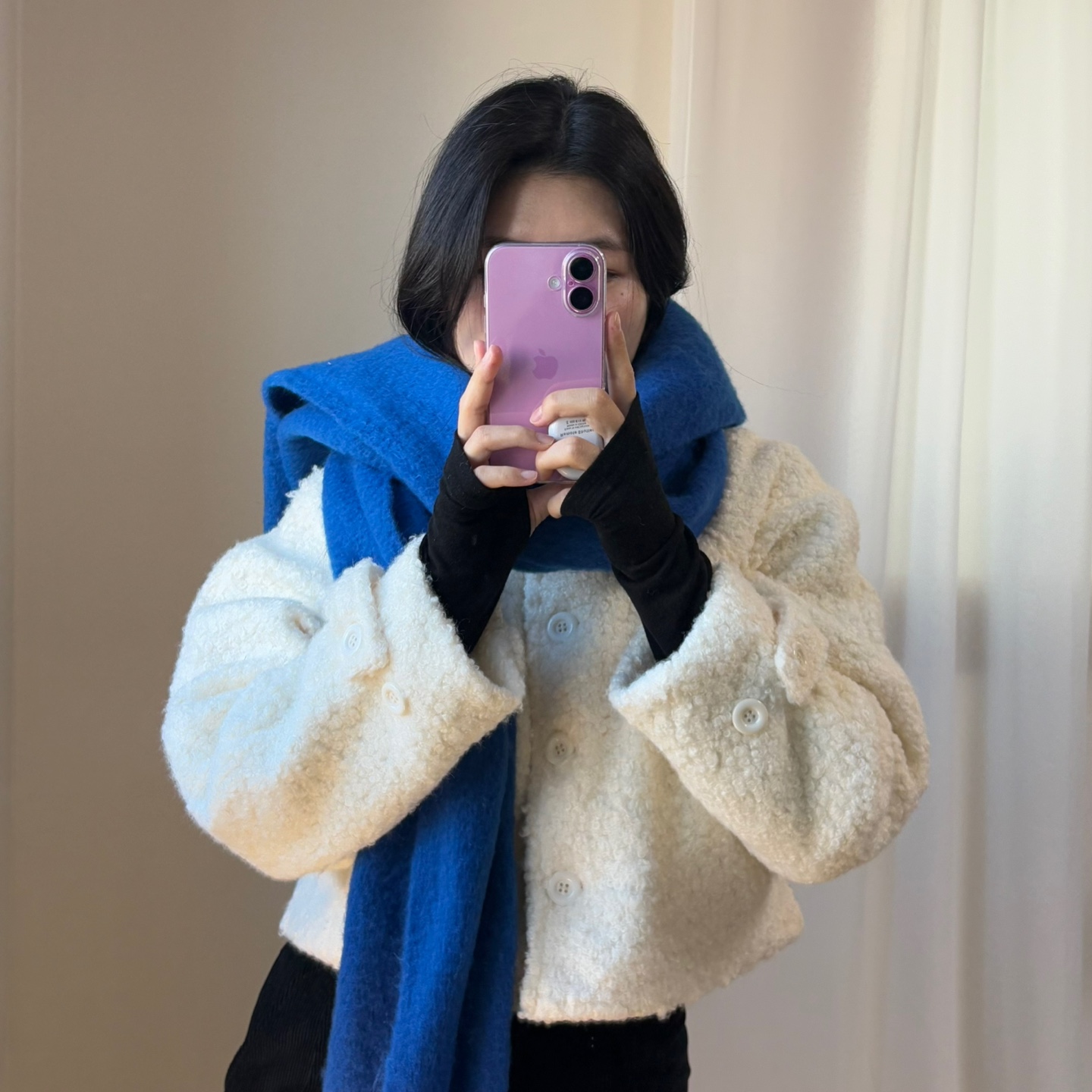 헤어리 부클 숏 누빔 코트 이미지 6