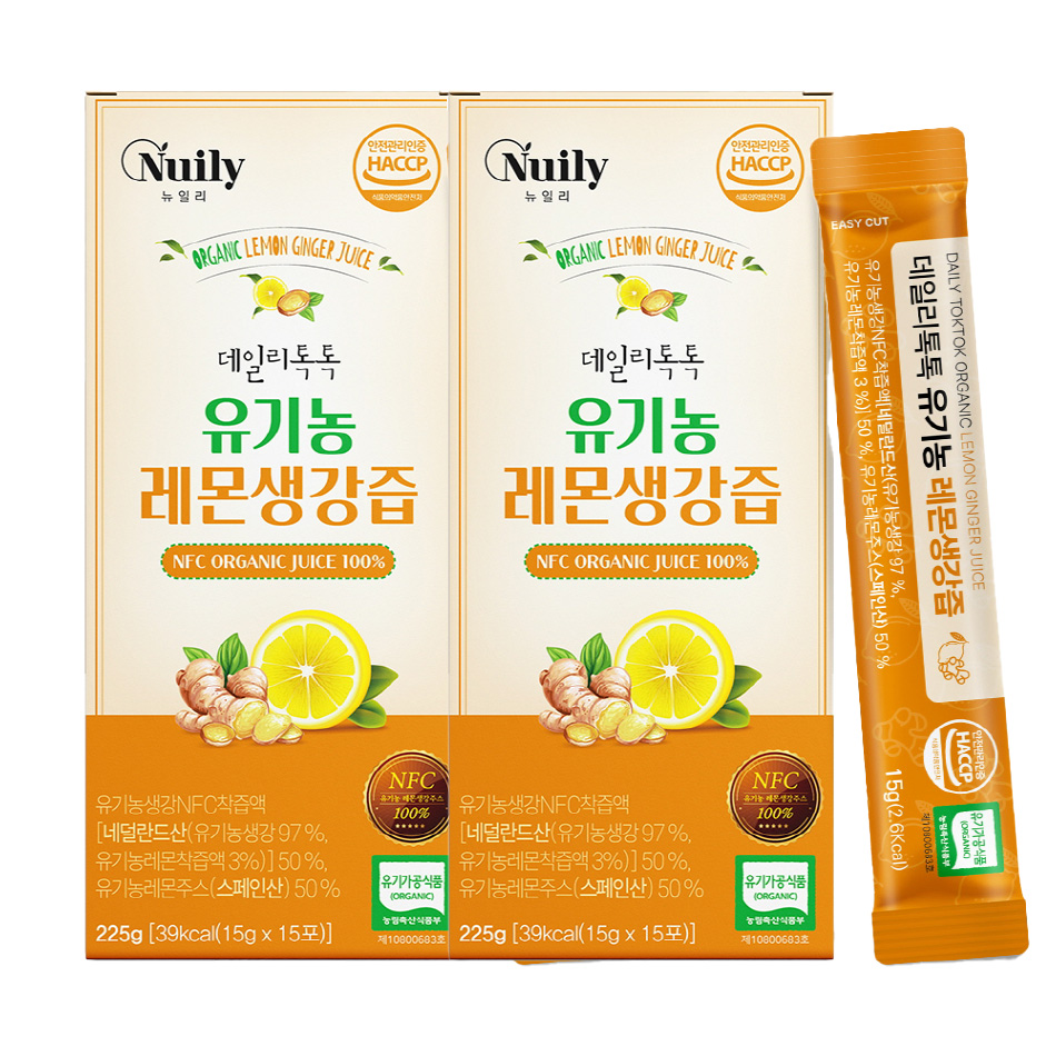 유기농 레몬 생강즙 효능 착즙 생강 진액 무설탕 무가당 스틱 30포