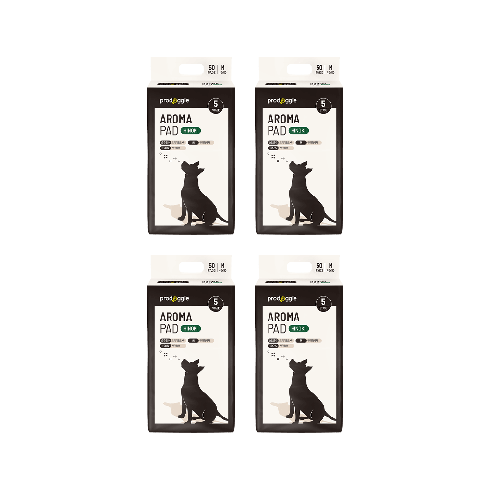 프로도기 아로마패드 히노키향 99%탈취 강아지배변패드 소형, 50매입, 4개