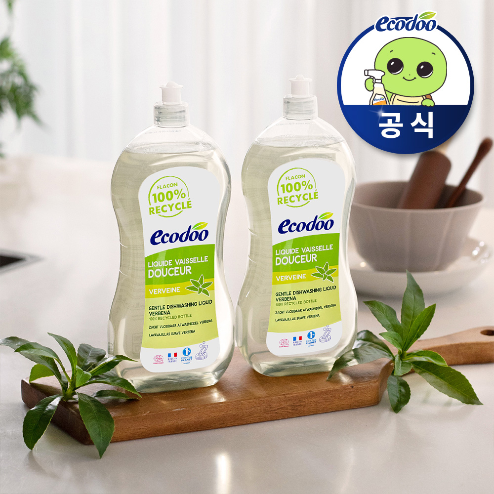 에코두 저자극 맨손 설거지 주방세제 레몬 버베나 대용량 1L, 2개