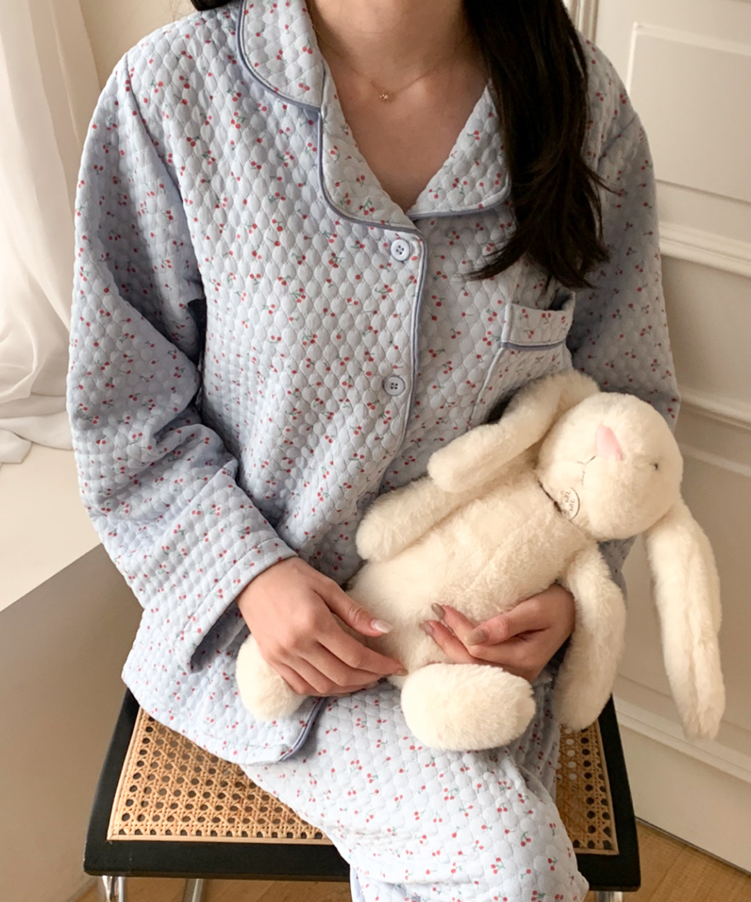 누빔잠옷 빅사이즈잠옷 파자마파티 수면 크리스마스 체리 파자마 세트 이미지 8