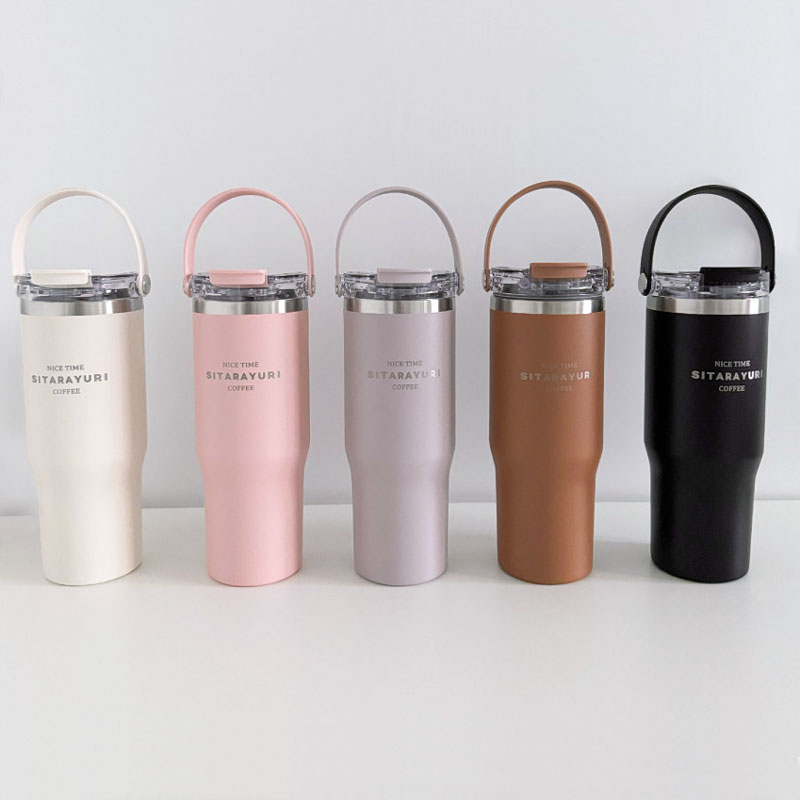 컬러인쇄 세척하기편한 스텐 각인텀블러 600ml 900ml 손잡이 머그텀블러 - 상세 이미지 5