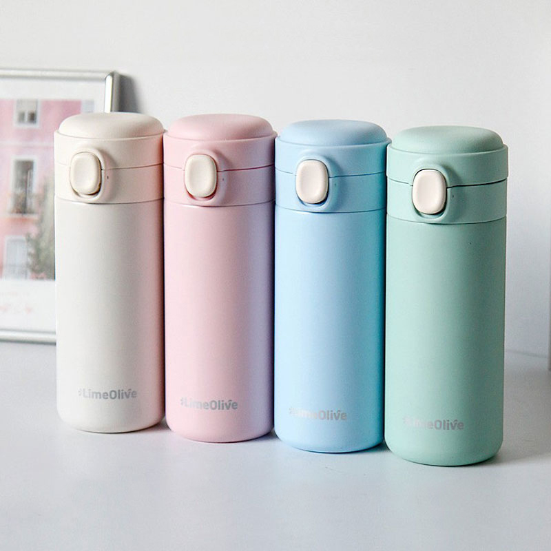 파스텔 각인텀블러 350ml 어린이 학생 원터치 보온 물병 물통 - 상품 이미지