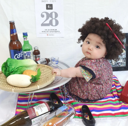 (소품대여/ 툴리툴리) 복고아줌마 아기 셀프촬영 200일 300일 400일 애플비셀프