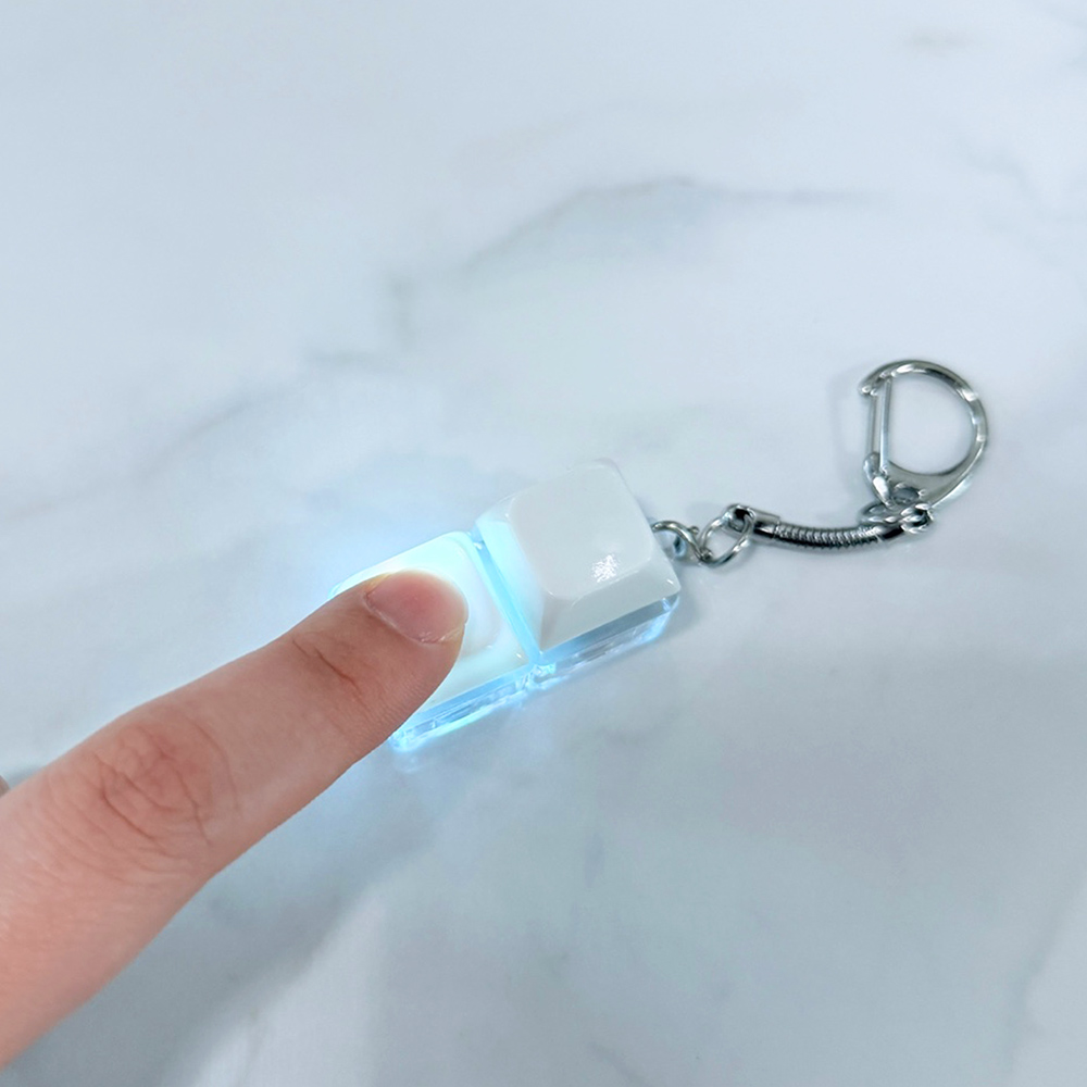 키캡 LED 키링 열쇠고리 화이트 2구 딸깍이 스위치 가방 차키 선물 키링