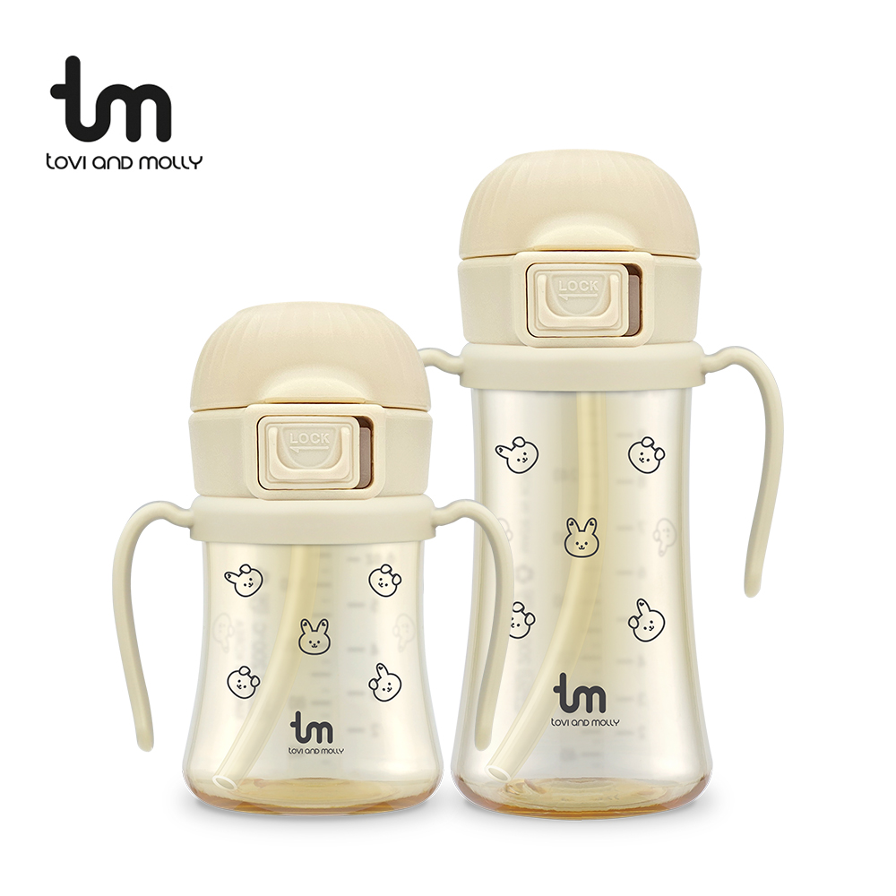 [토비앤몰리] PPSU 아기 유아 어린이집 원터치락 이유식 빨대컵 돗바니 바닐라 180ml 280ml